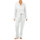 thumbnail image 1 of Conjunto de pijama largo Secret Ice Silk para mujer: camiseta de manga larga y pantalones elásticos, cierre con botones, bolsillo delantero, corte holgado, regalo perfecto para dulces sueños, 1 of 3