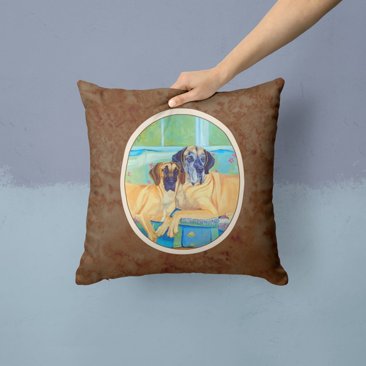 Carolines Treasures 7280PW1414 Great Dane Fabric Decorative Pillow 14Hx14W multicolor