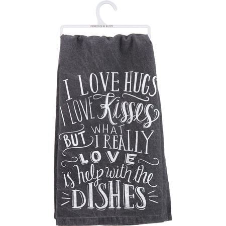 Primitives by Kathy The Dishes Towel White/Black 28 Square