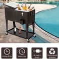 thumbnail image 2 of 80 Quart Rattan Rolling Cooler Cart, Portable Wicker Cooler Trolley, Beverage for Patio Pool Party, Ice Chest on Wheels with Shelf, Bottle Opener, Party Bar Cold Drink Beverage Cart Tub, B472, 2 of 9