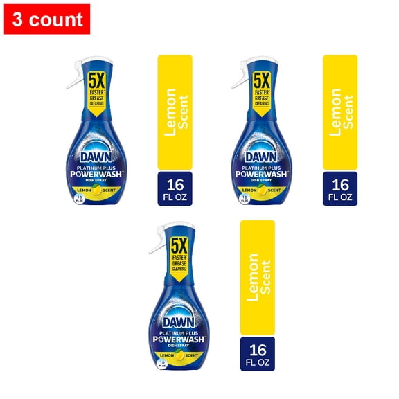 Dawn Platinum Powerwash Starter Kit Lemon Scent Spray Dish Soap 16 fl oz - 3 count