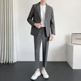 thumbnail image 3 of Conjunto de 2 piezas para hombre, chaqueta gris, traje informal completo para hombre, tendencias de ropa de primavera y otoño de Corea, disfraces, pantalones de lujo, ceremonia, 3 of 5