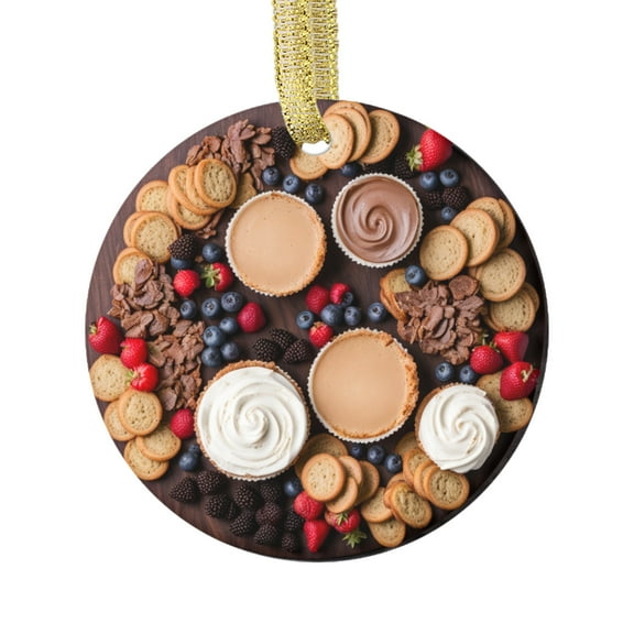 Dessert Sweet Treats Charcuterie Board Food Lovers Foodie Novelty Holiday Christmas Ornament Xmas Tree Gift (Flat Design Printed on Ceramic, NOT 3D)