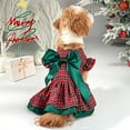 thumbnail image 2 of New Pet Clothing Christmas Classic Plaid Skirt Puppy Holiday Costume Peplum Sleeve Dog Clothing Cross-border, 2 of 15