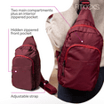 thumbnail image 4 of FITKICKS Hideaway Packable Sling Lightweight Crossbody Bag, Burgundy (Unisex), 4 of 9