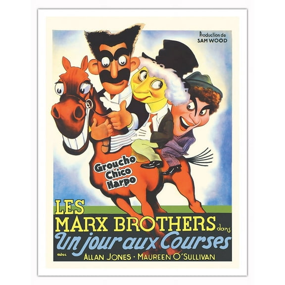 The Marx Brothers’ A Day at the Races (Un Jour Aux Courses) - Vintage Belgium Film Movie Poster c.1935 - Fine Art Matte Paper Print (Unframed) 11x14in