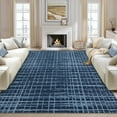 thumbnail image 2 of Hasoo Washable 5' x 7' Geometric Grid Area Rug for Living Room Durable Non-Slip Soft Indoor Modern Carpet, Blue, 2 of 7