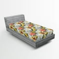 thumbnail image 2 of Ambesonne Floral Fitted Sheet, Lily Gerbera on Reseda Back, Twin Size, Salmon Mustard, 2 of 5