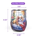 thumbnail image 5 of Watercolor Hello Winter Cavalier King Charles Spaniel Chill Christmas Welcome 12oz Stainless Steel Wine Tumbler Insulated Cup with Lid Dog Lover Gifts - 00016, 5 of 5