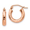 thumbnail image 1 of 14k Rose Gold Small Tube Hoop Earrings Round Classic Oval, 1 of 7