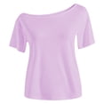 thumbnail image 3 of VeFlora Girl's Off The Shoulder Tops Short Sleeve Cute Summer T Shirts for Teens Girls Y2k Tops Trendy(Purple/7-8 Years), 3 of 5