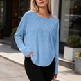 thumbnail image 5 of SSZMDLB Women Soft Cotton Long Sleeve T-Shirts Round Neck Solid Casual Basic Travel Workout Lounge Daily Wear Winter Tops, Light Blue S, 5 of 7