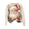 thumbnail image 3 of Fartey Plus Size Christmas Crewneck Sweatshirts for Women Fall Winter Long Sleeve Pullover Tops Funny Santa Graphic Sweatshirt Loose Casual Holiday Sweatshirt Beige 4XL, 3 of 5