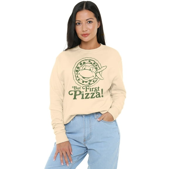 Teenage Mutant Ninja Turtles TMNT But First Pizza Women's Crew Sweatshirt