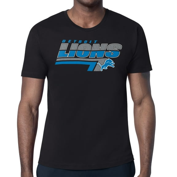 Men's Starter Black Detroit Lions Logo Push Graphic T-Shirt