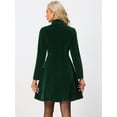 thumbnail image 3 of Unique Bargains Women's Velvet A-Line Stand Collar Double Breasted Trench Coats S Dark Green, 3 of 6