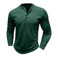 thumbnail image 6 of Mens Crew Neck Long Sleeve Shirt Button Knitted Pullover Top for Men Fall Solid Color Basic Sweater Blouses (Green 2XL), 6 of 6