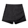 thumbnail image 4 of DHFJKG Womens Denim High Waist Skirts With Built In Shorts Asymmetrical Wrap Stretch Casual Mini Skorts Trendy Skirt, 4 of 5