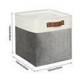 thumbnail image 4 of Tegance 13x13 Storage Cubes Baskets 4 Pack Fabric Cube Storage Bins Large Storage Baskets with Leather Handles,Decorative Storage Boxes for Organizing Shelves(White&Gray), 4 of 9