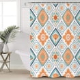 thumbnail image 3 of 4PCS Boho Stripe Shower Curtain Set with Non-Slip Rugs, Toilet Lid Cover and Bath Mat, Vingtage Shower Curtain with 12 Hooks, Waterproof Bathroom Decor Set, 3 of 7