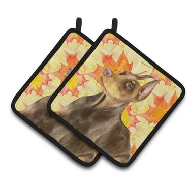 Caroline's Treasures Doberman Pinscher Fall Pair of Pot Holders