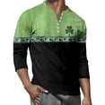 thumbnail image 4 of Men's Button-Down Contrast Raglan 3/4 Sleeve Top Light Green C XL, 4 of 7