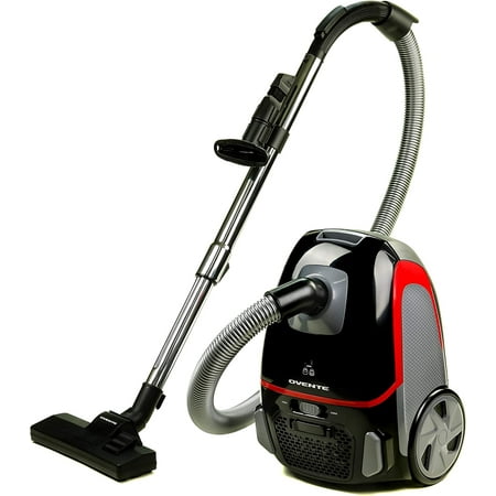 Ovente Electric Bagged Lightweight Canister Vacuum Cleaner Hard Floor and Carpet, Black ST1600B