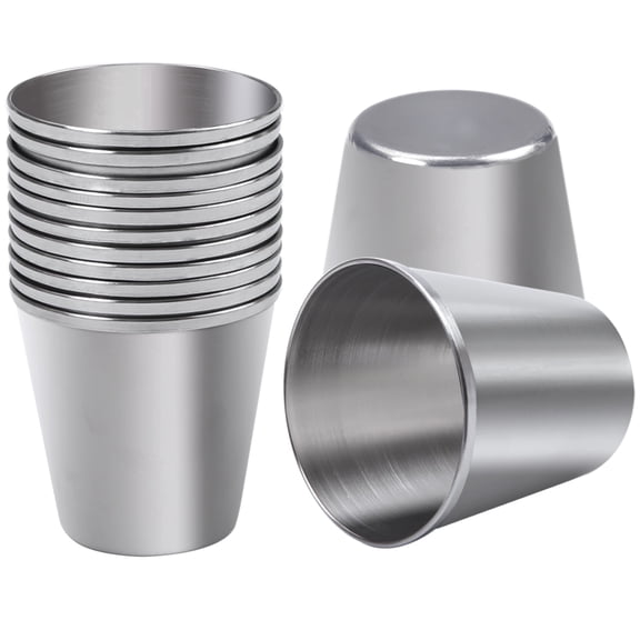 Elcoho 12 Count 1.5 oz Silver Stainless Steel Shot Glasses, Unbreakable Reusable Metal Tumblers