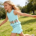 thumbnail image 2 of Vornjynx Girls Outfit Sets Crew Neck Tank Tops and Ruffle Hem Shorts High Waist Summer Casual Trendy Clothes 2 Piece Sky Blue Size 11, 2 of 10