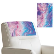 COEQINE Couch Headrest Covers Washable Faux Leather Recliner Headrest Protector Furniture Protector with Hook and Loop Fasteners for Pets, 17x27 Inch, Marble Pink Blue Violet, Set of 3