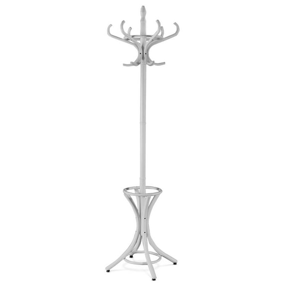 Wqmh 75.5" Standing Coat Rack, Wood Coat Tree with 12 Hooks, Home Hat Jacket Hanger Tree 12 with Umbrella Holder Coat Stand (Grey)