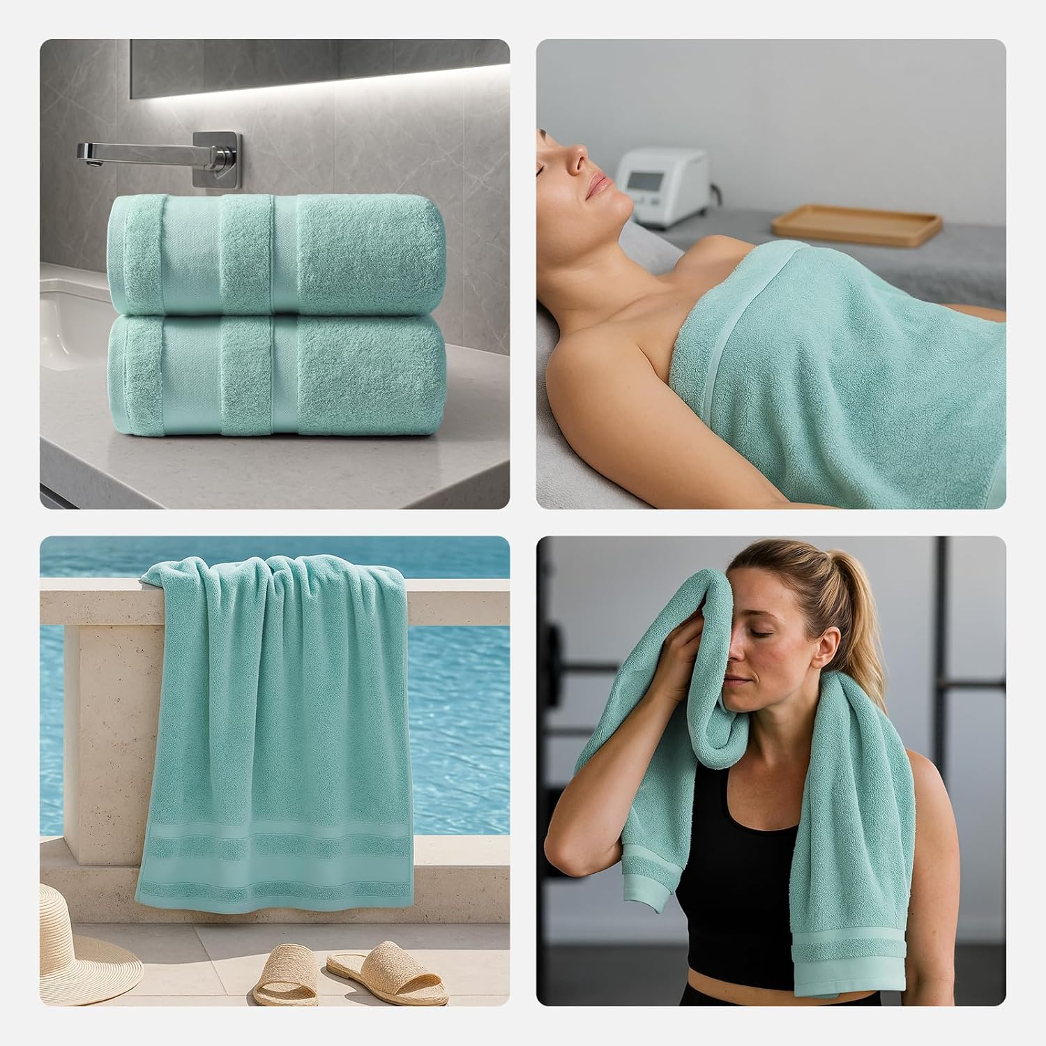 2-Piece 800GSM Oversized Cotton Bath Towels, 35x70in, Quick Dry, Ultra Soft, Super Absorbent, Grey