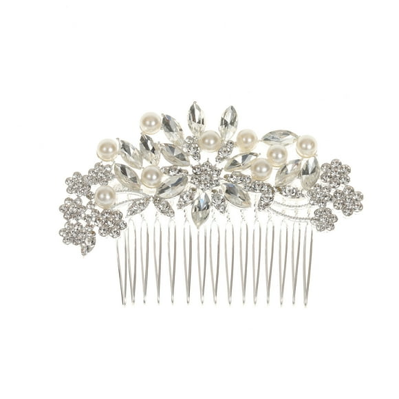 Namzi Bridal Flower Wedding Hair Pins Crystal Pearl Hair Combs Clips Headpiece Gold Wedding Hair Accessories Jewelry with Rhinestone for Brides Bridesmaids ()