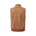 thumbnail image 6 of Maqroz Mens Outerwear Vests Faux Suede Sleeveless Jacket Stand Collar Zip Up Daily Coat with Pockets Brown,M, 6 of 6