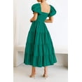 thumbnail image 4 of Vestido PRETTYGARDEN Midi Verde Oscuro con Mangas Abullonadas, 4 of 8
