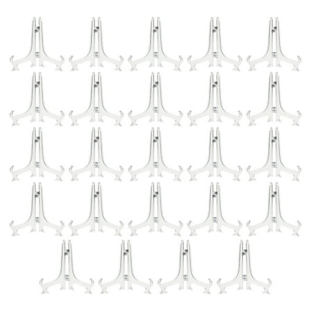 24 Pack Small Clear Easel Table Top Easels for Display, 5.3 in