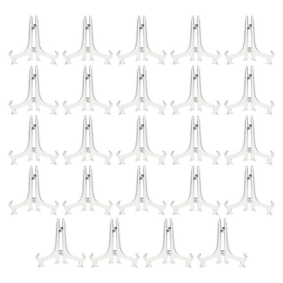 24 Pack Small Clear Easel Table Top Easels for Display, 5.3 in