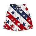 thumbnail image 5 of Chiccall Mens Independence Day Flag Printed Shorts Plus Size Elastic Waist Drawstring Summer Beach Swim Trunks with Pockets White, 5 of 5