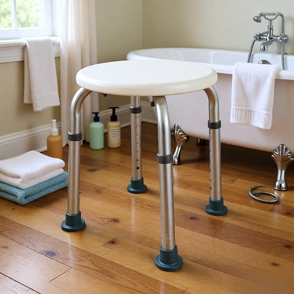 Medical Grade Adjustable Height Bath Chair - 7-Level Shower Bench for Elderly, Bathroom Safety & After Surgery Recovery, Anti-Slip Aluminum Alloy Tub Seat, 330LBS Capacity, White