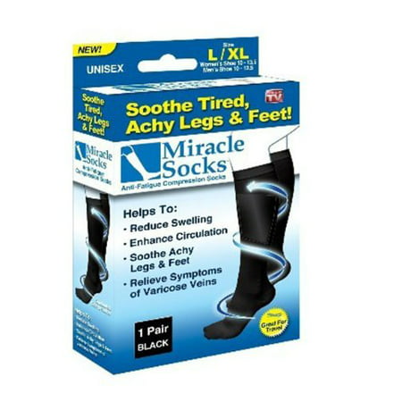 Miracle Socks As Seen on Tv Black Unisex Pain Relieving Compression Socks