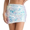 thumbnail image 5 of Yartina Womens Sparkle Sequin Mini Skirt Sexy Bodycon Mini Skirt Clubwear Gradient Blue L, 5 of 7