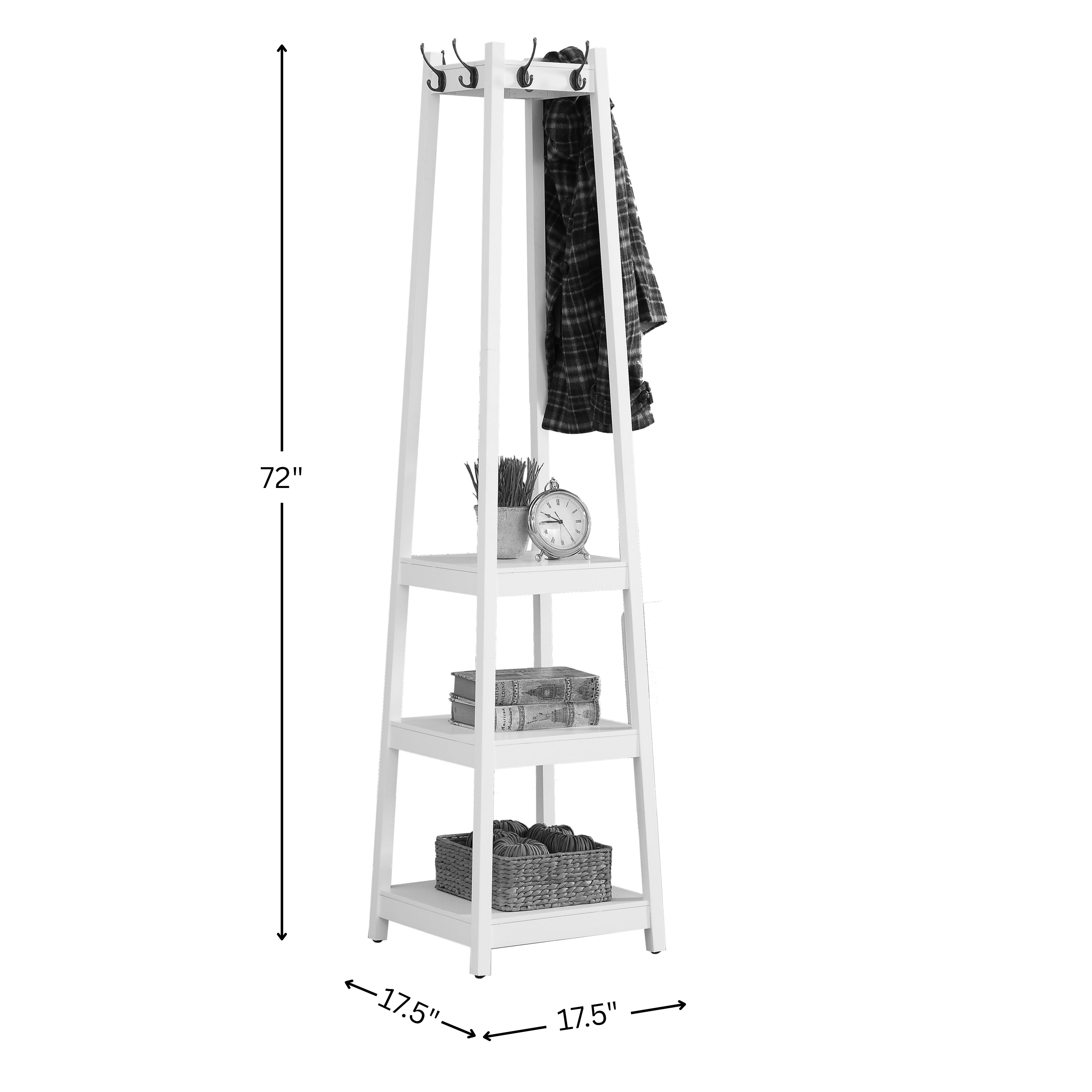 Vassen Coat Rack w/ 3-Tier Storage Shelves