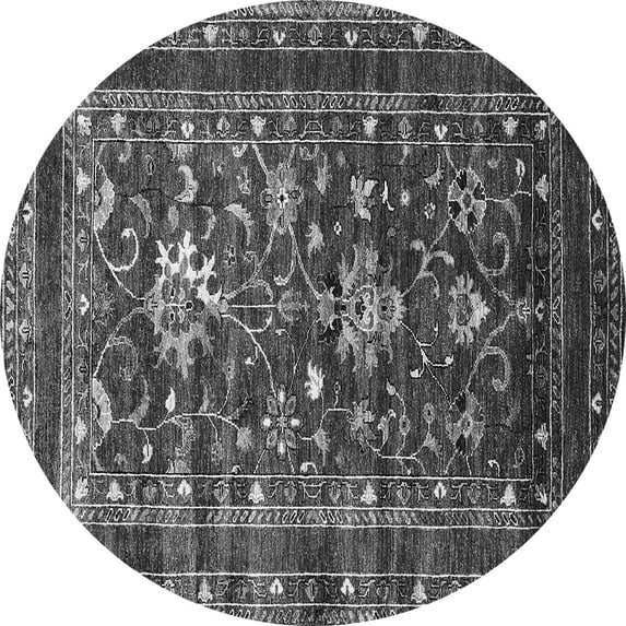 Ahgly Company Indoor Round Oriental Gray Industrial Area Rugs, 7' Round
