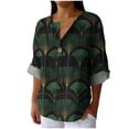 thumbnail image 1 of Vestidos Casuales Para Mujer, Blusas De Mujer De Moda Camisa de lino sintético para mujer, de manga larga, con botones y cuello en V, estilo moderno y holgado., 1 of 5