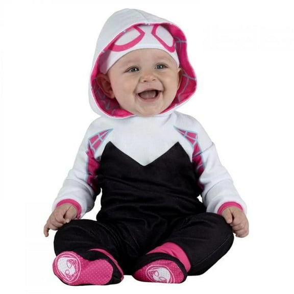 Infant Costume with Non-Slip Booties - Black & Deep Pink - 0-6 Months