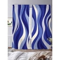 thumbnail image 3 of Blue Moire Sheer Curtains 84 Inch Length 2 Panels Set, Classic Modern Abstract Art Elegant Voile Window Treatment Rod Pocket Curtains Sheers Drapes for Bedroom/Living Room/Kitchen 52"x84"x2, 3 of 7