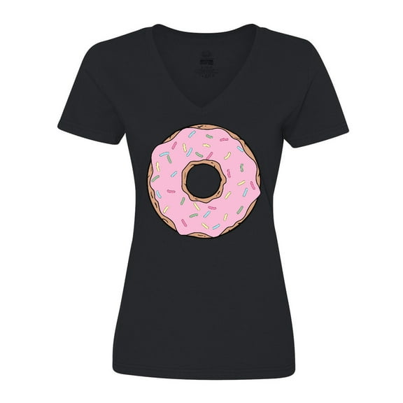 Inktastic Pink Donut, Donut With Colorful Sprinkles, Frosting Women's V-Neck T-Shirt