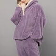 thumbnail image 4 of Pyjama en Polaire Corail pour Femmes Ensemble de Pyjama en Flanelle Doux Vêtements de Détente Chauds 2 Pcs, Gris TG, 4 of 7