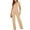 Khaki C24, variant on Ovticza Women's Wide Leg Jumpsuit Casual Short Sleeve One Piece Jumpsuits Solid Color Long Pants V Neck Summer Overalls Khaki 2XL