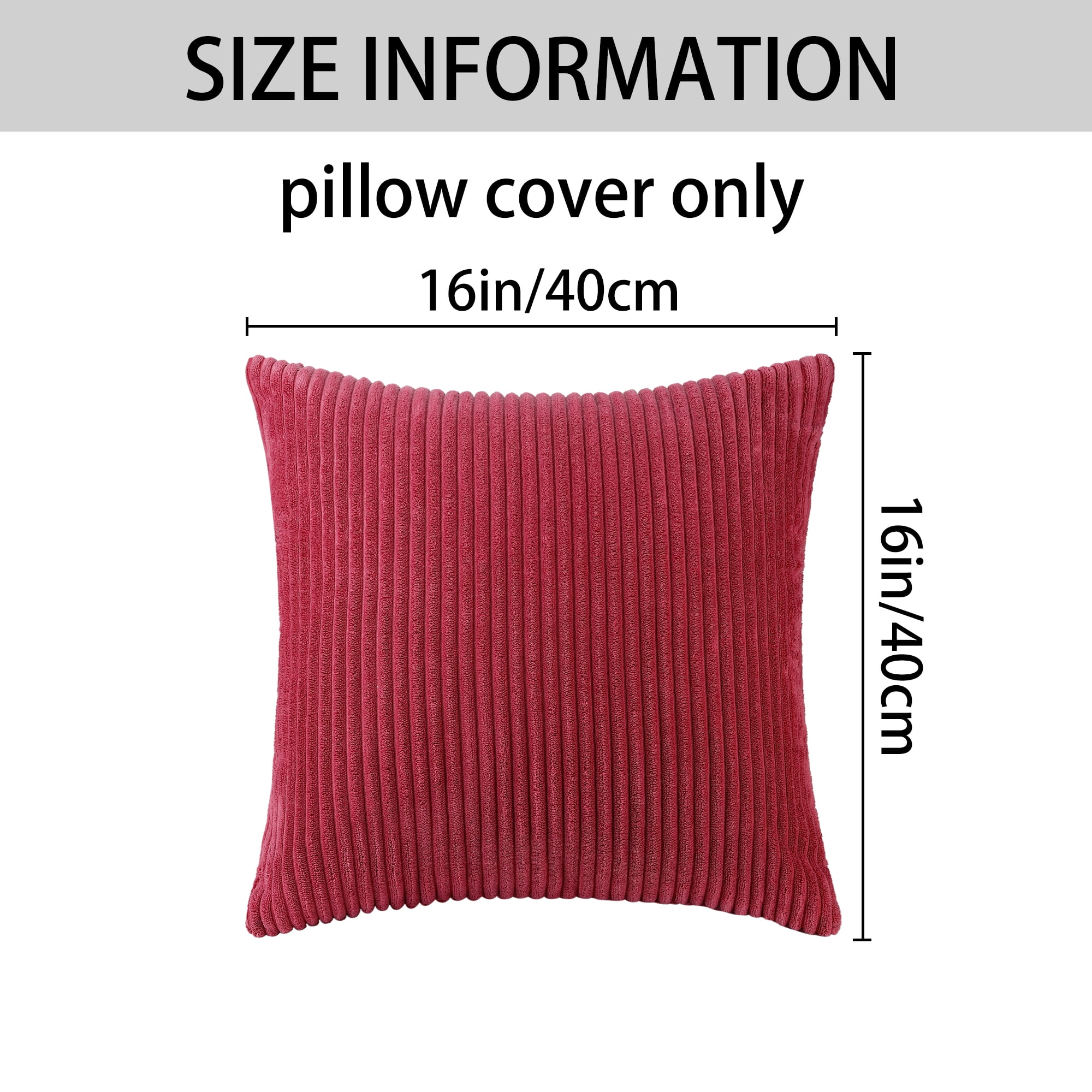 Unique Bargains Sofa Living Room Corduroy Decorative Throw Pillow Covers (2 Count) Burgundy 16" x 16"